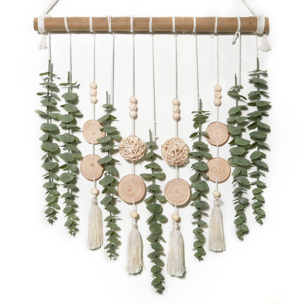 GIAUMA artificial eucalyptus wall decor with soft green leaves and wood accents for a calming space