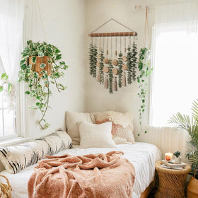 GIAUMA neutral beads and fringe eucalyptus decor texture for walls