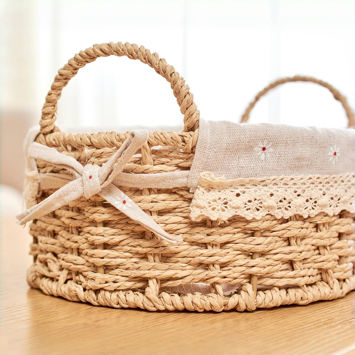 GIB boho basket with removable liner keeps items clean and fresh.