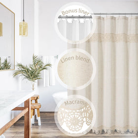 Gibelle macrame-lace curtain showcasing artisan style in a practical setup