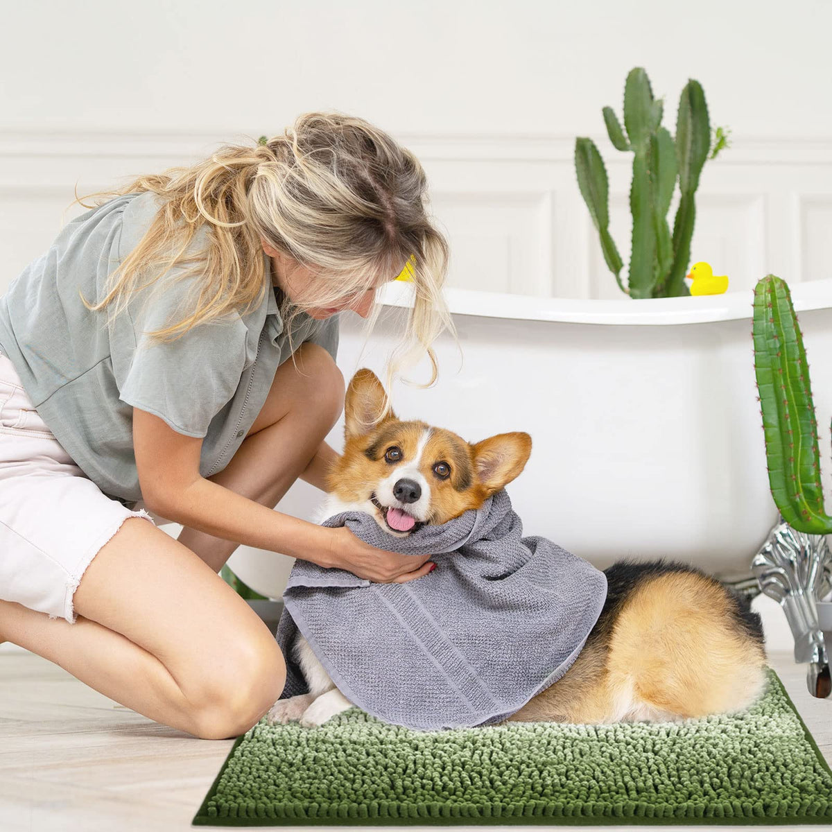 Gibelle gradient color stripe adds elegant flair to bathroom decor