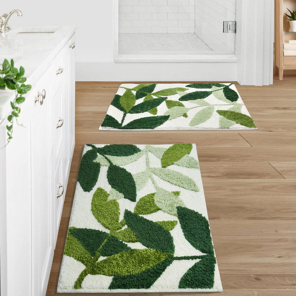 Gibelle green bathroom rug 18x26 with non-slip backing for safer use