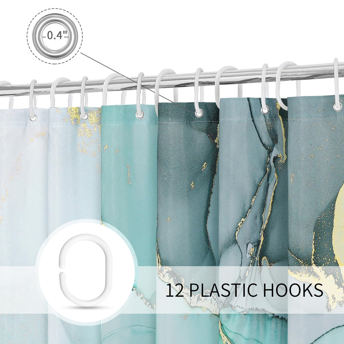 Gibelle modern ink art shower curtain decorates bathrooms while preventing water splashes