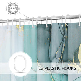 Gibelle modern ink art shower curtain decorates bathrooms while preventing water splashes