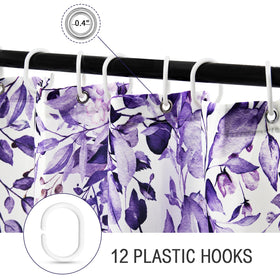 Gibelle purple eucalyptus shower curtain easy install with rust-proof grommets on any rod.