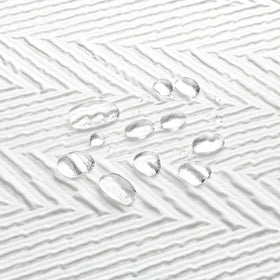 Gibelle shower curtain offers partial water repellency; pair with liner for protection