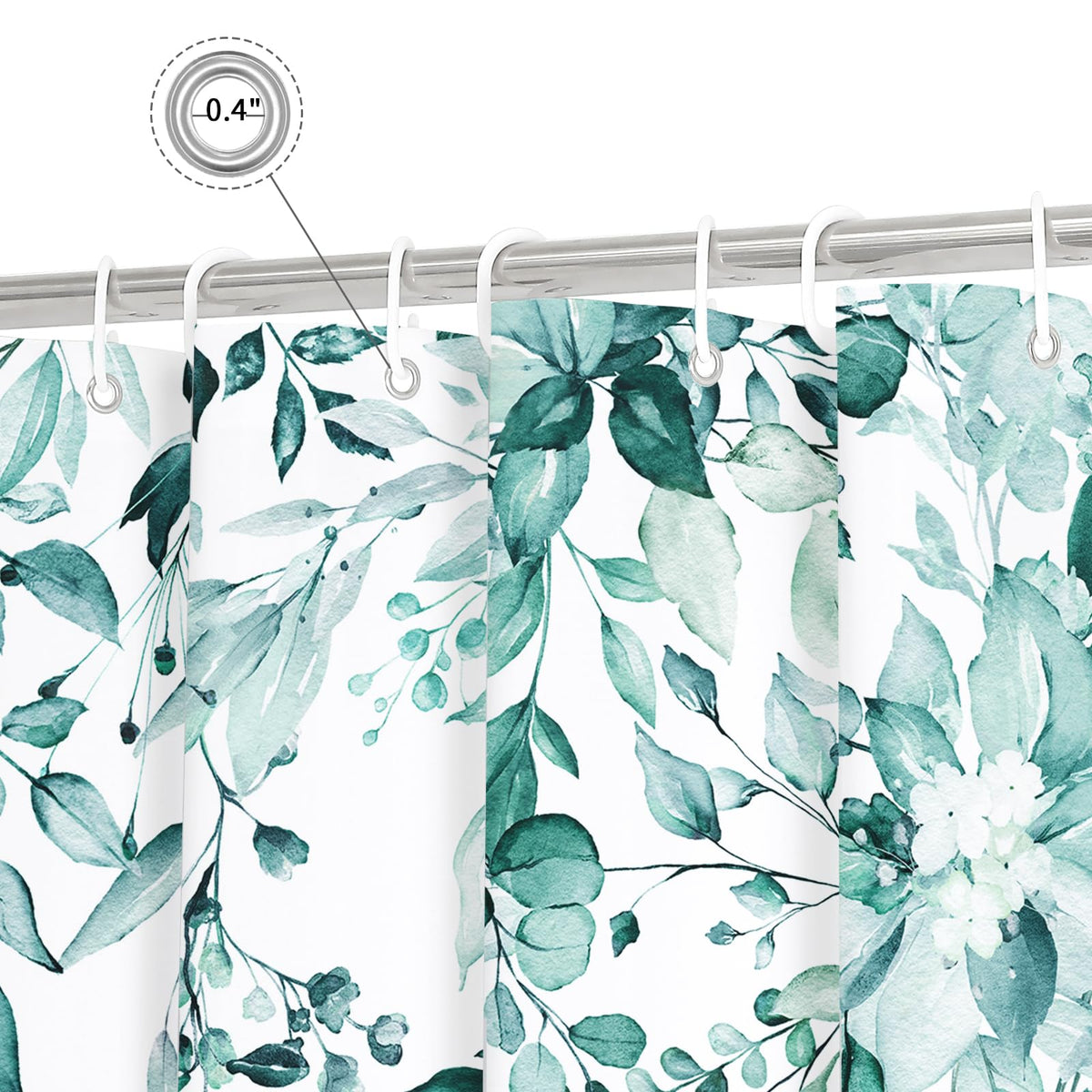 Gibelle Teal Eucalyptus curtain reinforced header ensures durable hanging