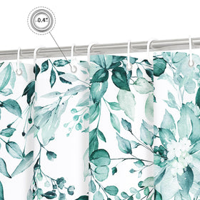 Gibelle Teal Eucalyptus curtain reinforced header ensures durable hanging