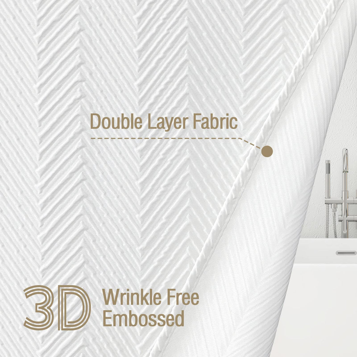 Gibelle white curtain showcasing herringbone fabric for a modern farmhouse vibe