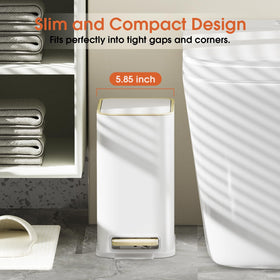 GibHerz slim 5L trash can with foot pedal for hands-free disposal.