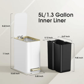 GibHerz stainless steel body highlights durability in a compact bin.