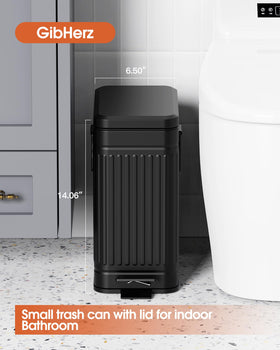 GibHerz stainless steel trash can exterior with fingerprint-proof matte finish keeps a sleek look.