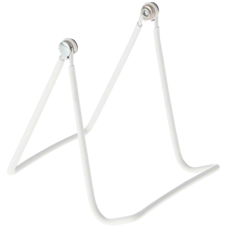 Gibson Holders 2A adjustable white wire easel front view for compact displays