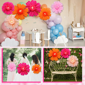 Giegxin backdrop setup with bundled giant flowers ready to unfold