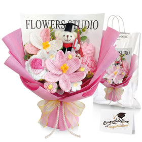 Giegxin Graduation Bear Flower Bouquet Set with plush bear and bouquet for celebrations.
