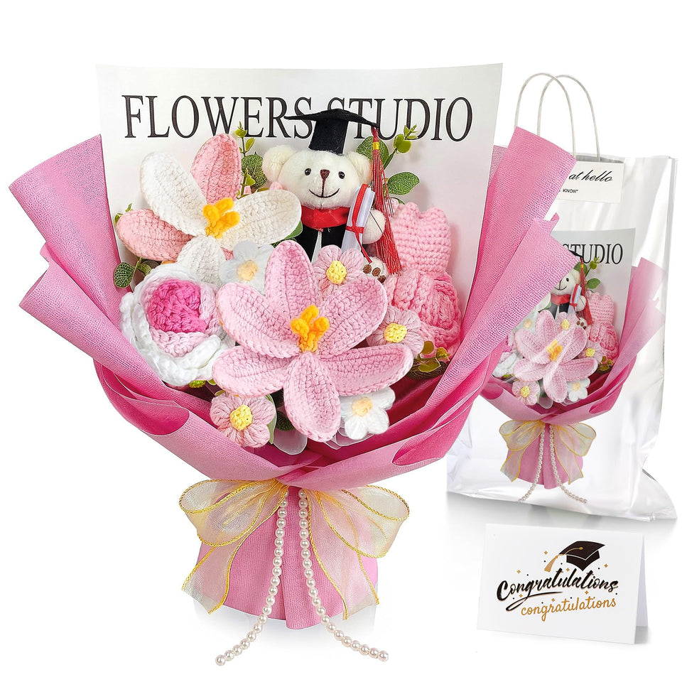 Giegxin Graduation Bear Flower Bouquet Set with plush bear and bouquet for celebrations.