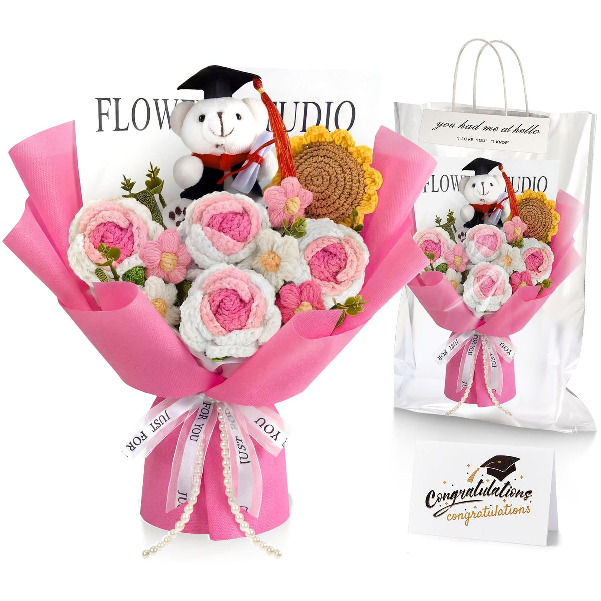 Giegxin graduation bear with cap bouquet, ideal keepsake gift.