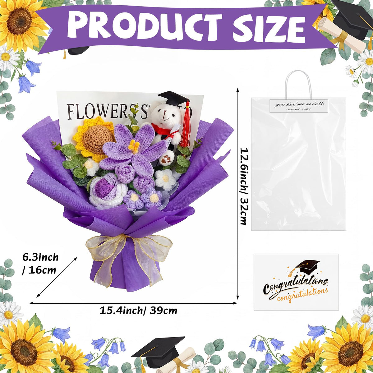 Giegxin greeting card and gift bag included with bouquet