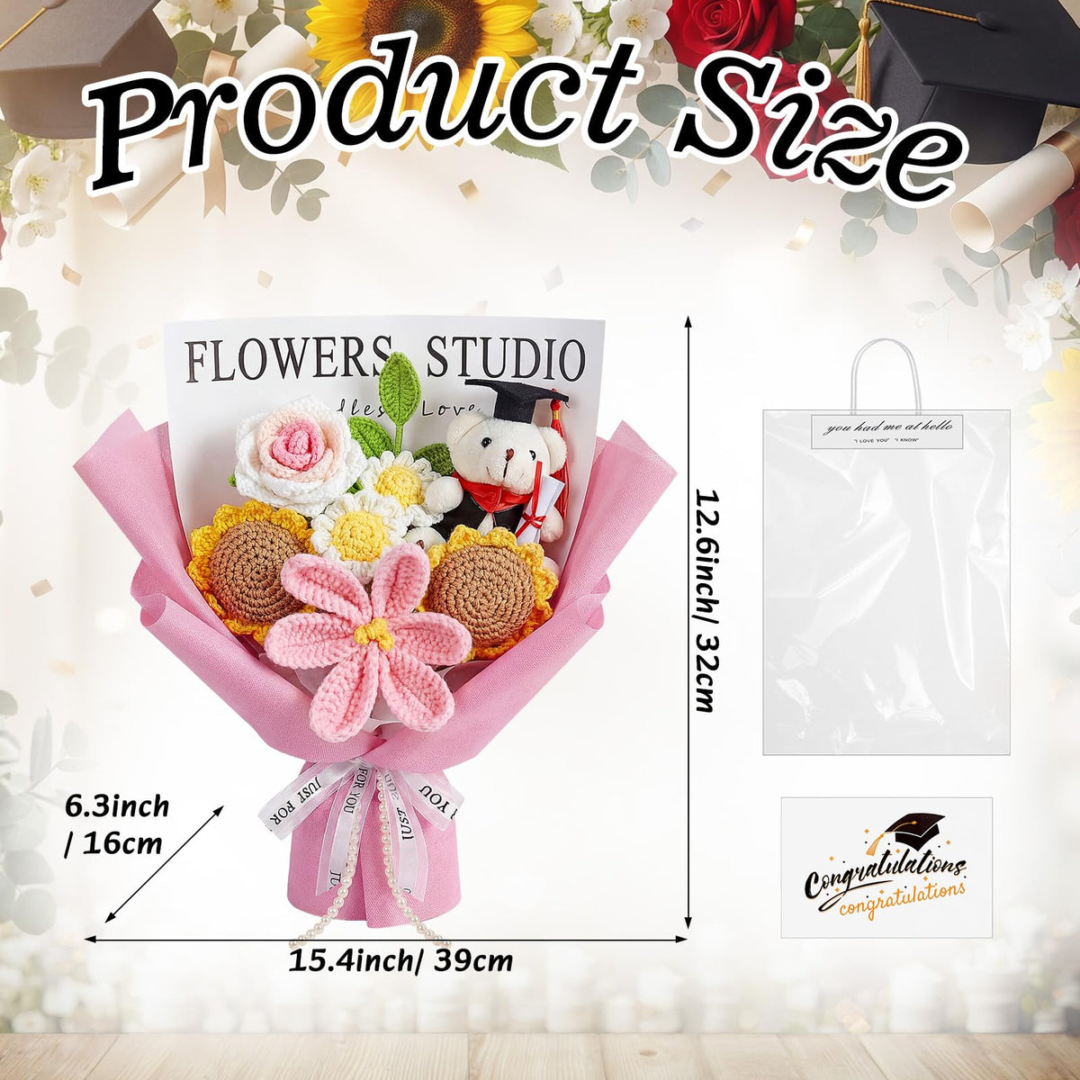 Giegxin included greeting card; personal touch for graduation gifting.