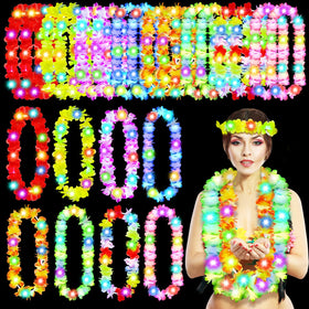 Giegxin LED Hawaiian lei with colorful blooms for a vibrant luau party