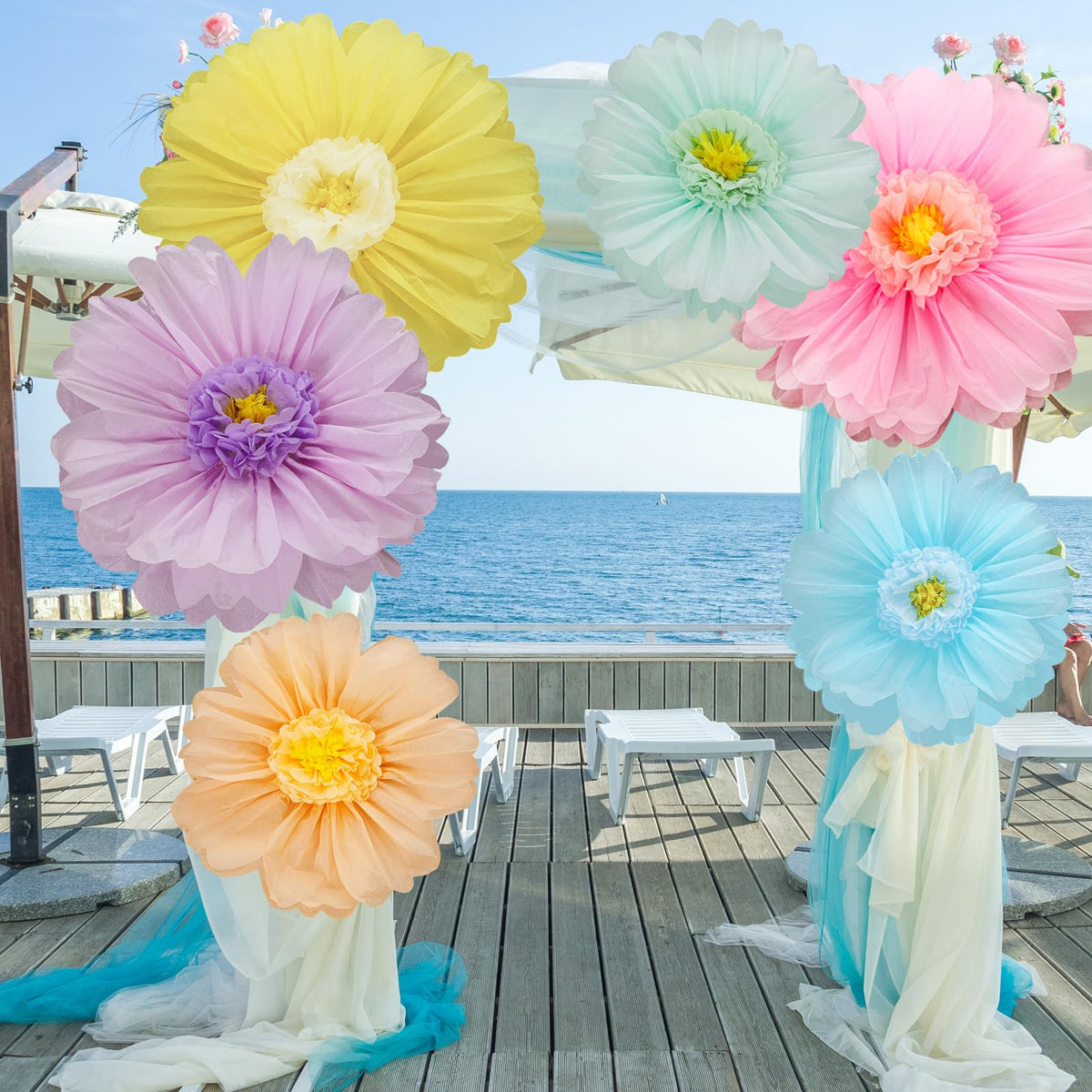 Giegxin pastel giant paper flower orange adds warm color to events.