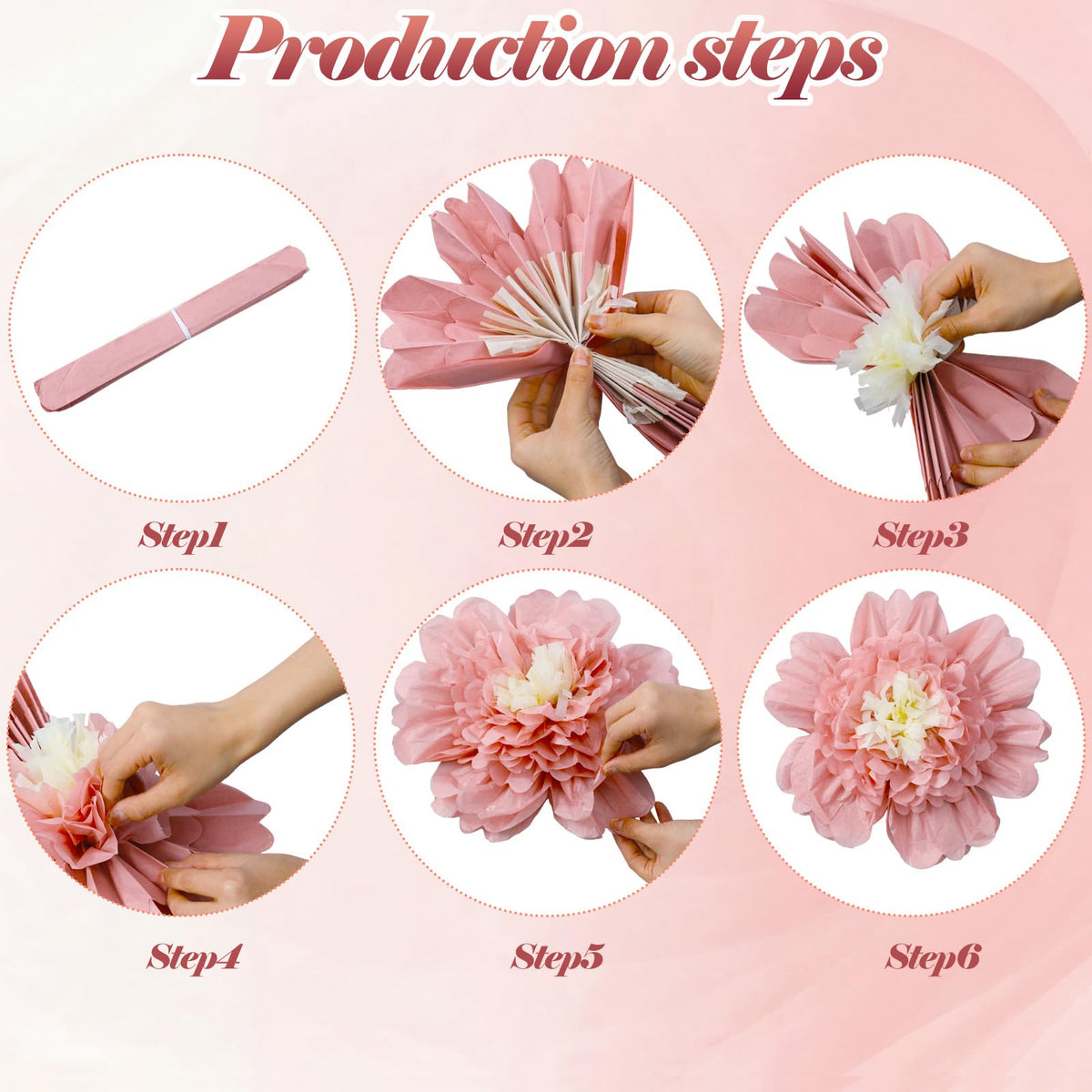 Giegxin pink 23.6-inch giant paper flower creates a bold centerpiece.