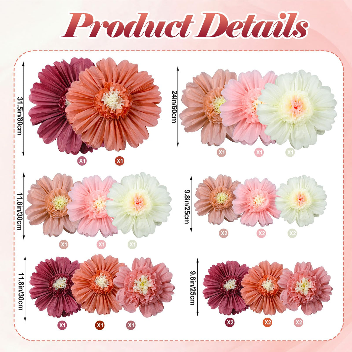 Giegxin white 31.5-inch giant paper flower for bright wall decor.