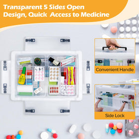 Gifhomfix removable tray first aid box enables quick access to small supplies.