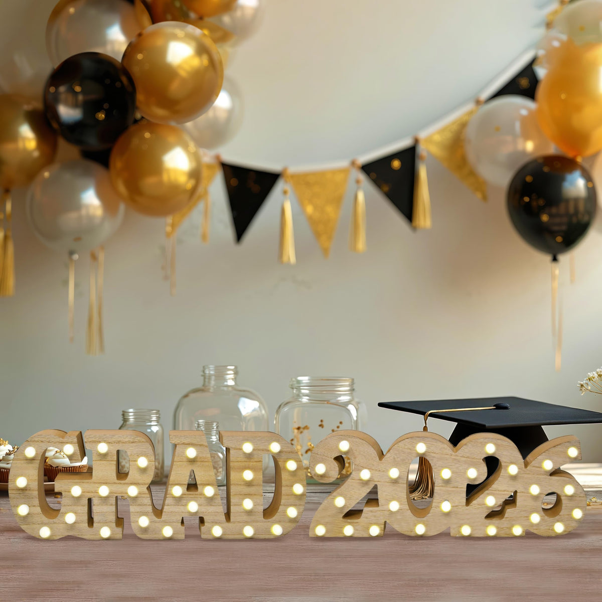 Gift Boutique 2026 sign brightens gift table with cord-free placement