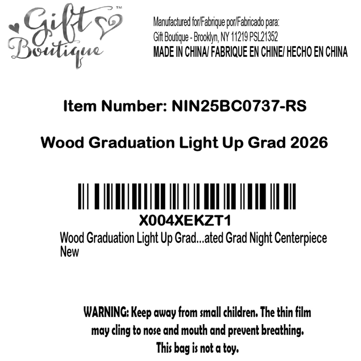 Gift Boutique GRAD 2026 signs enhance senior celebrations with warm lighting