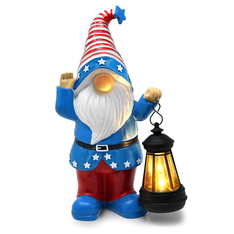 Gift Boutique patriotic gnome lantern 11in adds festive charm for porches and yards