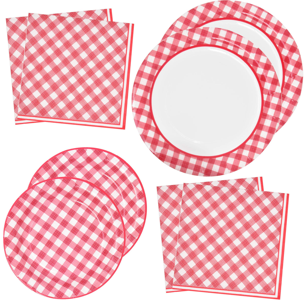 Gift Boutique red gingham dinner plates for outdoor picnics and casual gatherings.