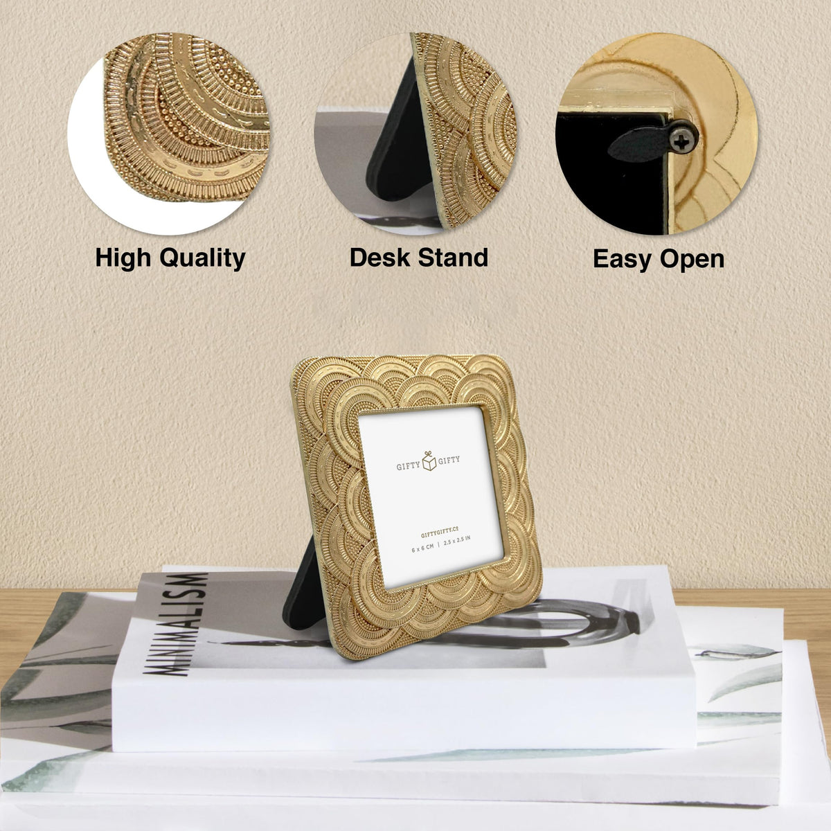 GIFTY GIFTY Classic Gold Rectangle Mini Frame for wall or desk display