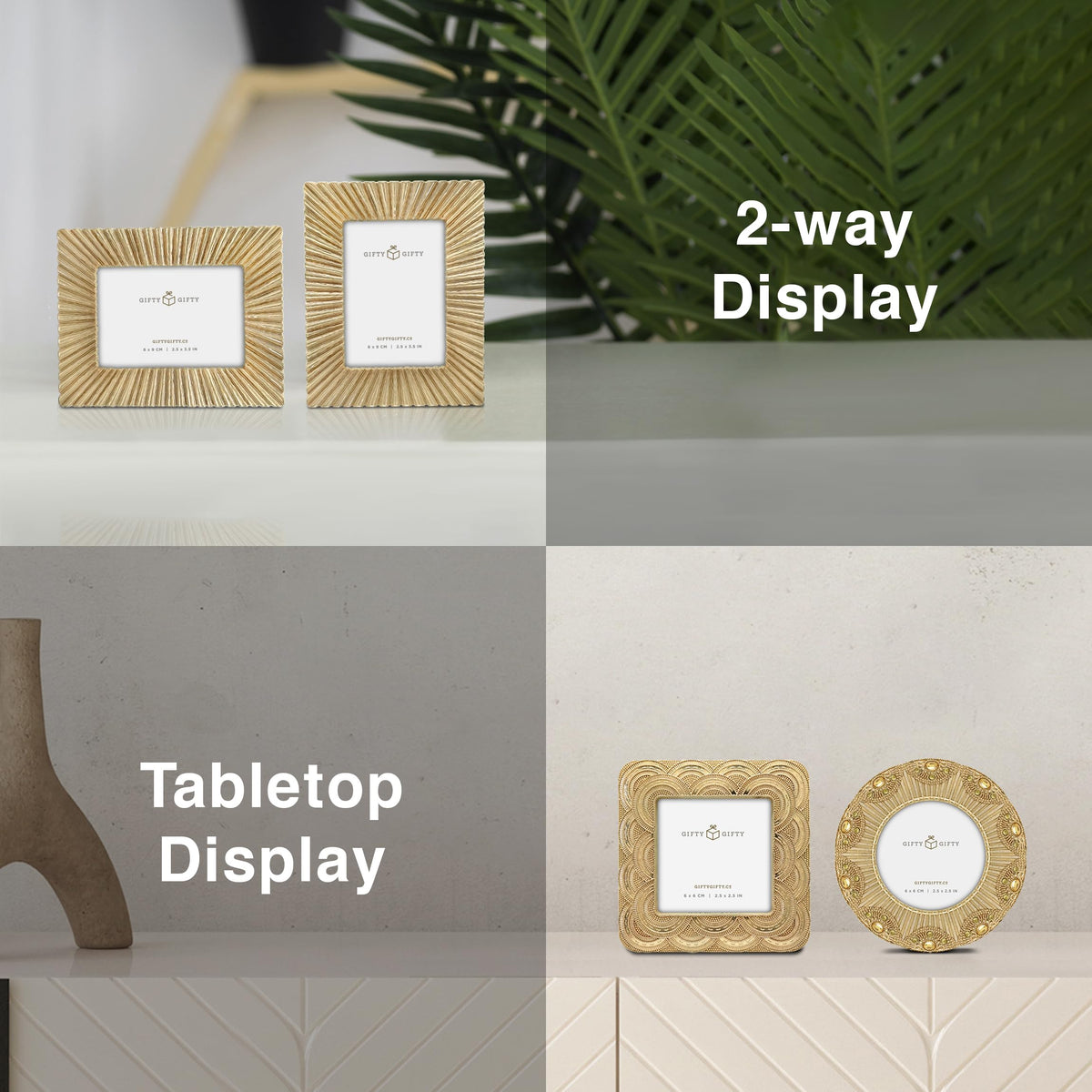 GIFTY GIFTY Set of Three Display Frames shown together in gold finish