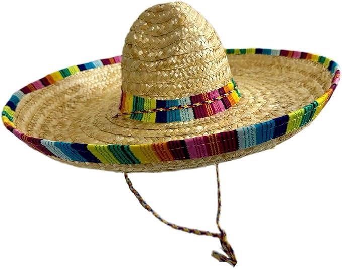 GiftExpress straw sombrero with 19-inch brim for bold fiesta style.