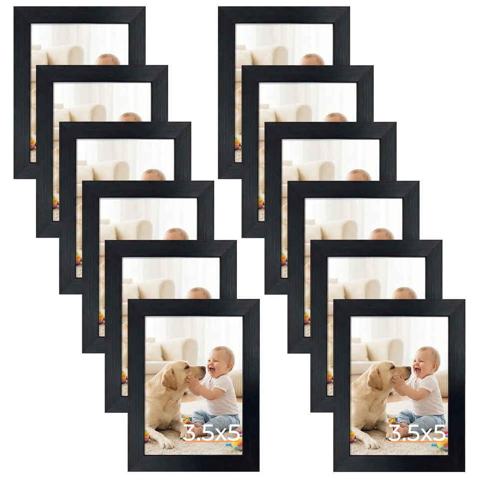 Giftgarden 12-pack 3.5x5 black picture frames for tabletop and wall display