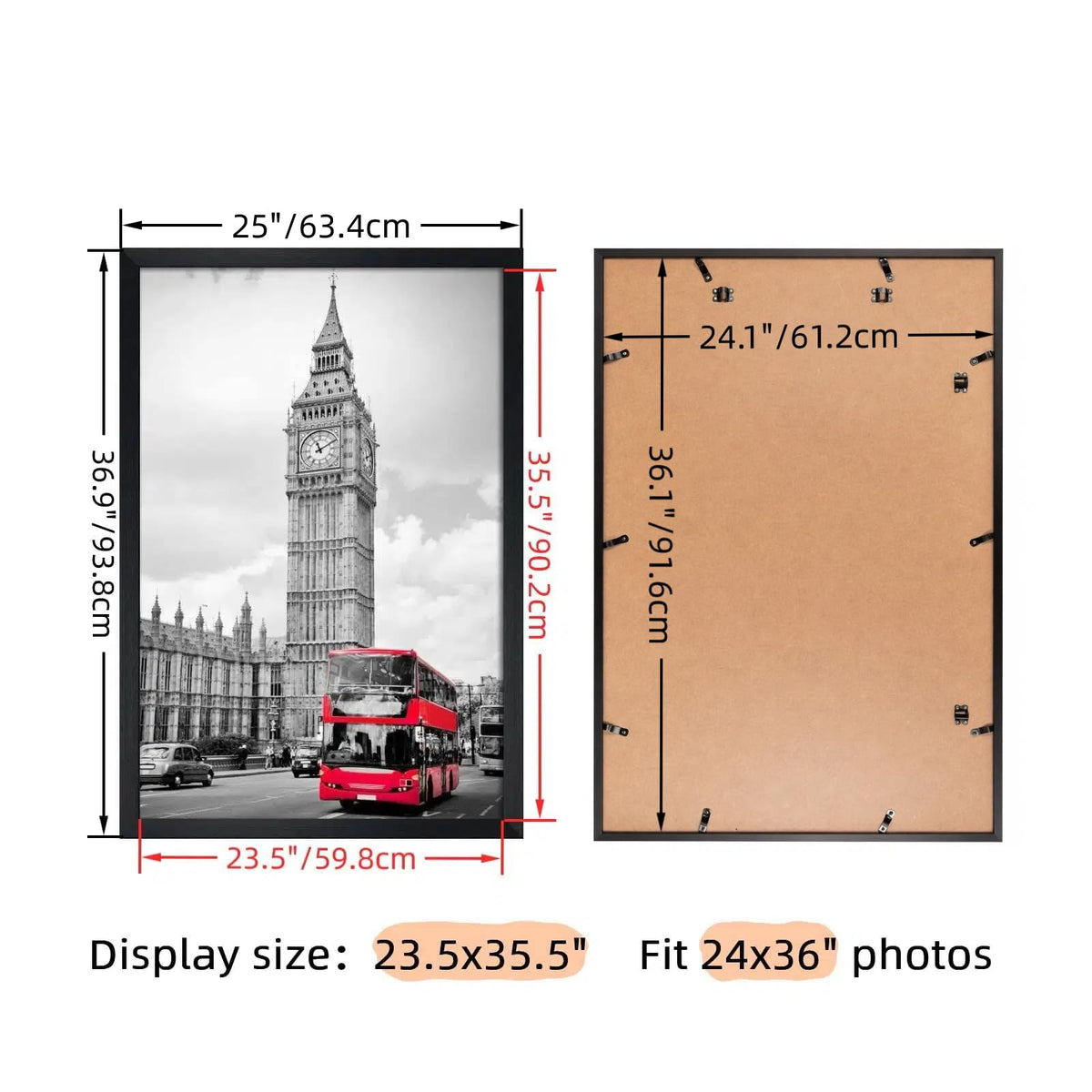 Giftgarden 24x36 poster frame plexiglass close-up showing safe, shatter-resistant front
