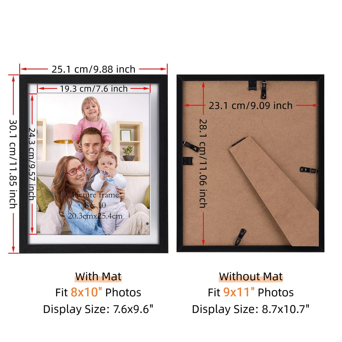 Giftgarden 4-pack frames matted 8x10 ready for wall hanging.