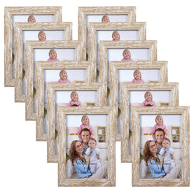 Giftgarden 4x6 distressed beige-white frame front view showcases rustic wood-grain texture