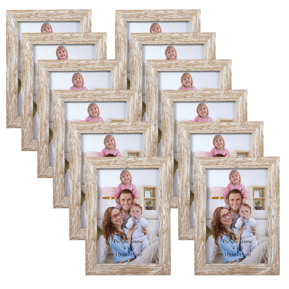 Giftgarden 4x6 distressed beige-white frame front view showcases rustic wood-grain texture
