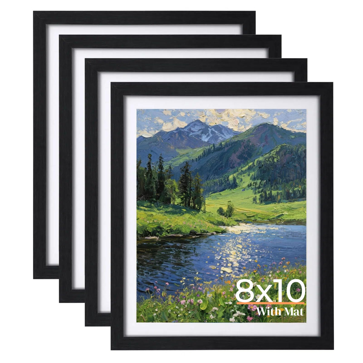 Giftgarden 8x10 frame with black mat, front view showing woodgrain elegance.
