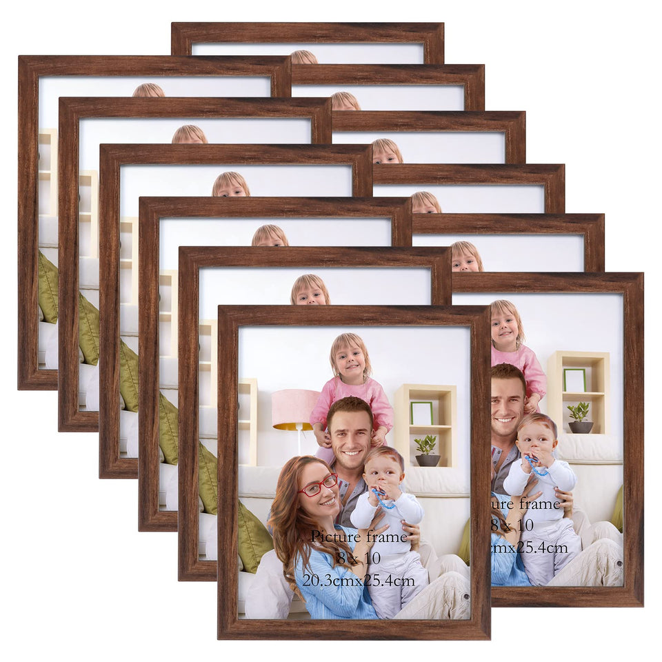 Giftgarden 8x10 brown walnut frame set front view for wall-ready memories.