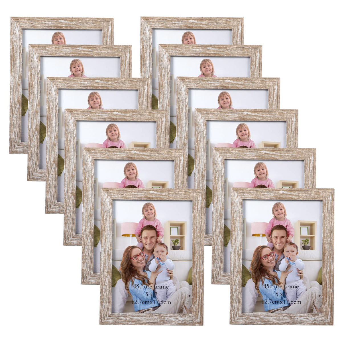 Giftgarden distressed beige 5x7 frame on wall display highlights family photos with rustic charm