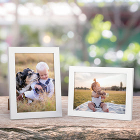 Giftgarden white woodgrain 5x7 frame side profile demonstrates sturdy PS build.