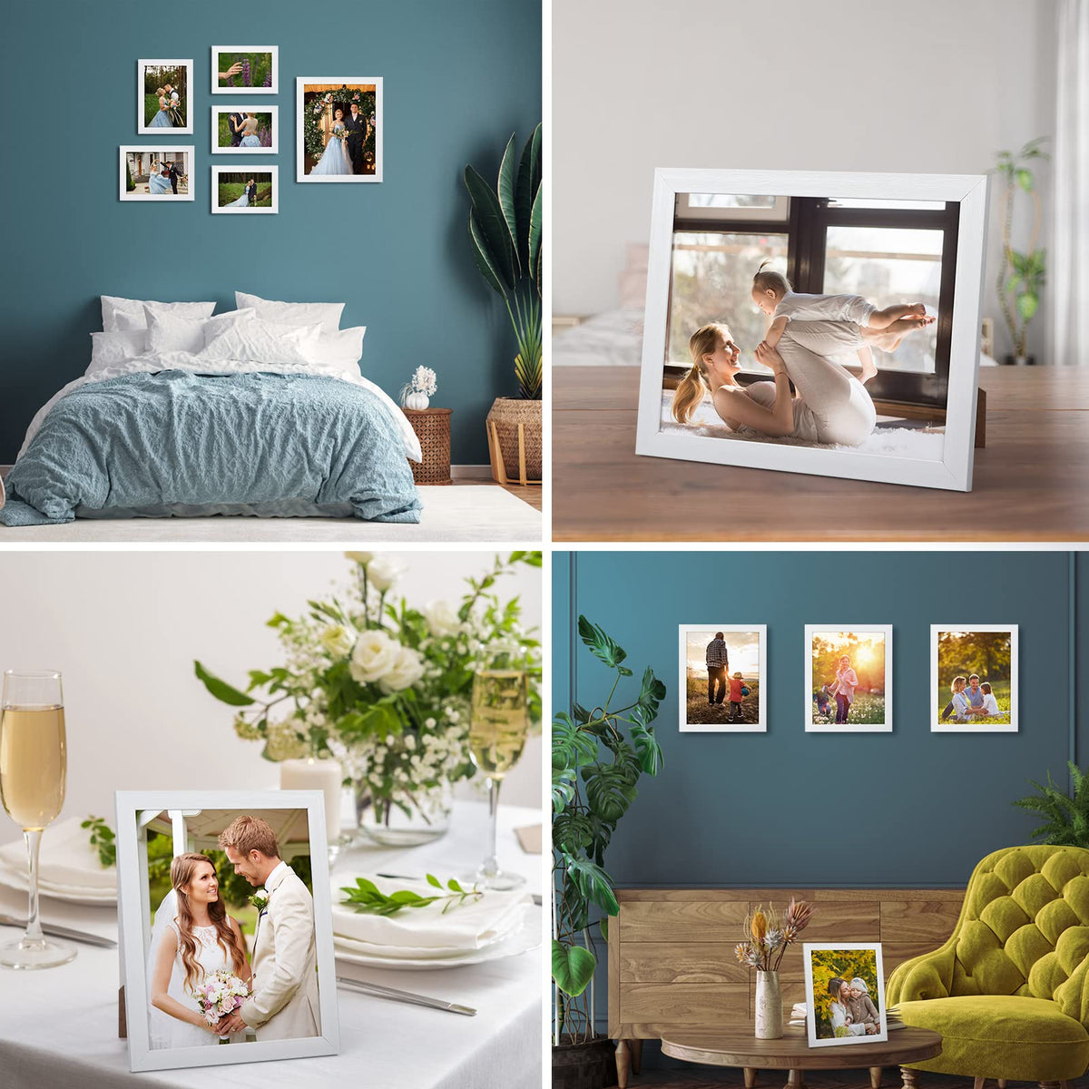Giftgarden white woodgrain 4x6 frame set blends with nursery decor.