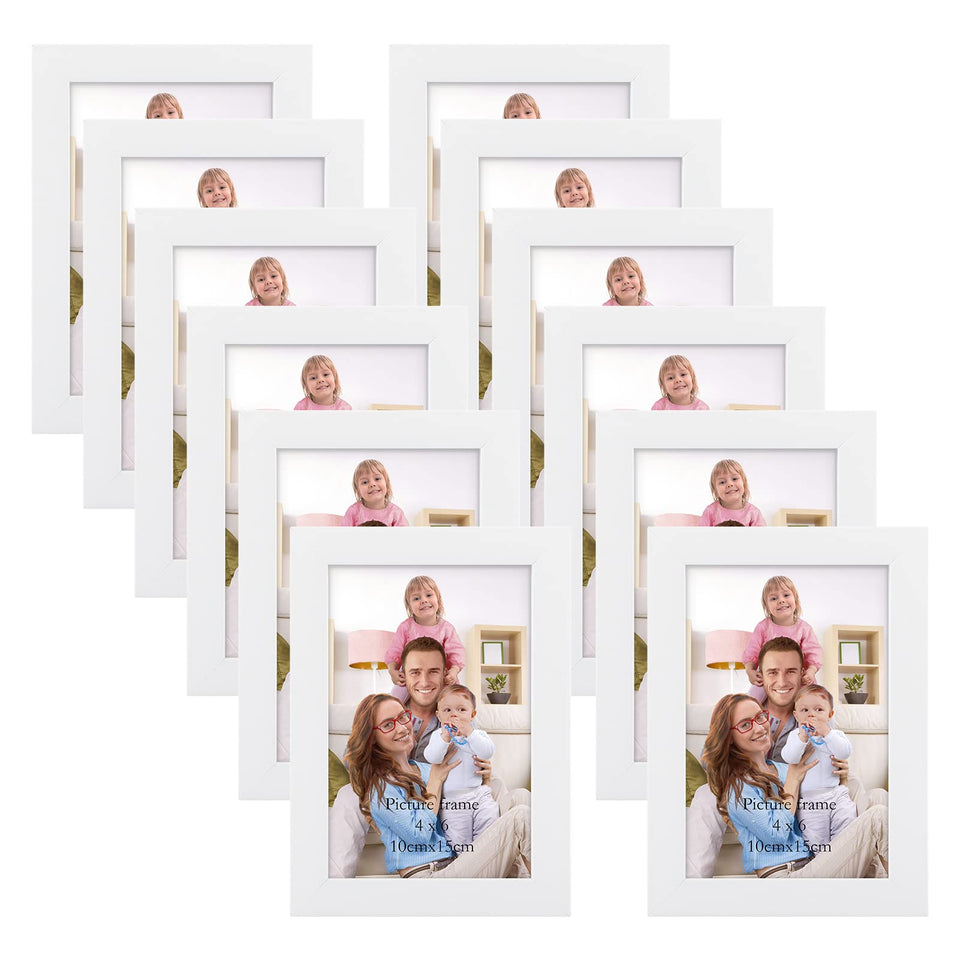 Giftgarden white woodgrain 4x6 frame pack front view for wall-ready photo display.