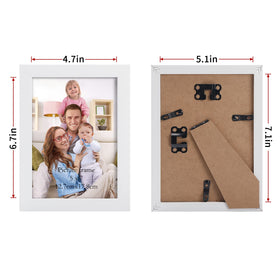 Giftgarden white woodgrain 5x7 frame back shows easy swap via clips.