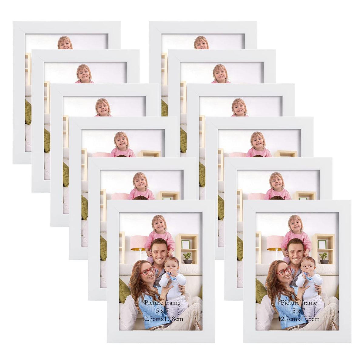 Giftgarden white woodgrain 5x7 frame front view for wall or table display.