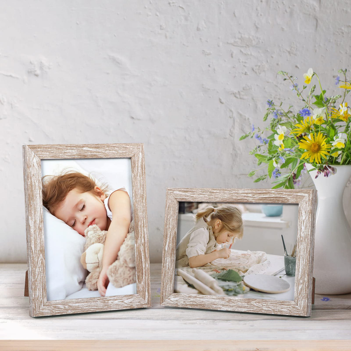 Giftgarden wood-grain 5x7 frame easel display showcases portraits on tabletop