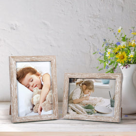Giftgarden wood-grain 5x7 frame easel display showcases portraits on tabletop